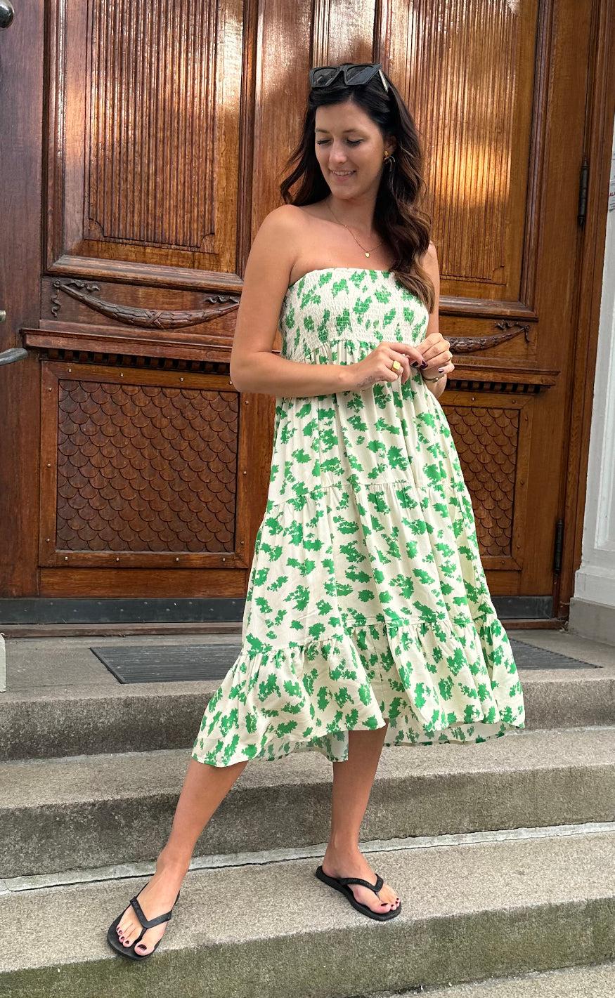 Say INA Copenhagen Nederdel - Vicky - White/Green Paisley