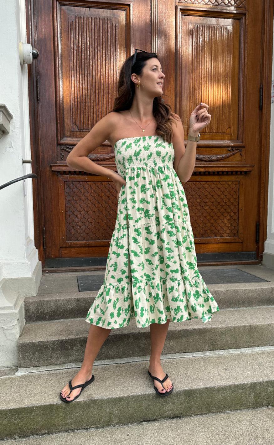 Say INA Copenhagen Nederdel - Vicky - White/Green Paisley