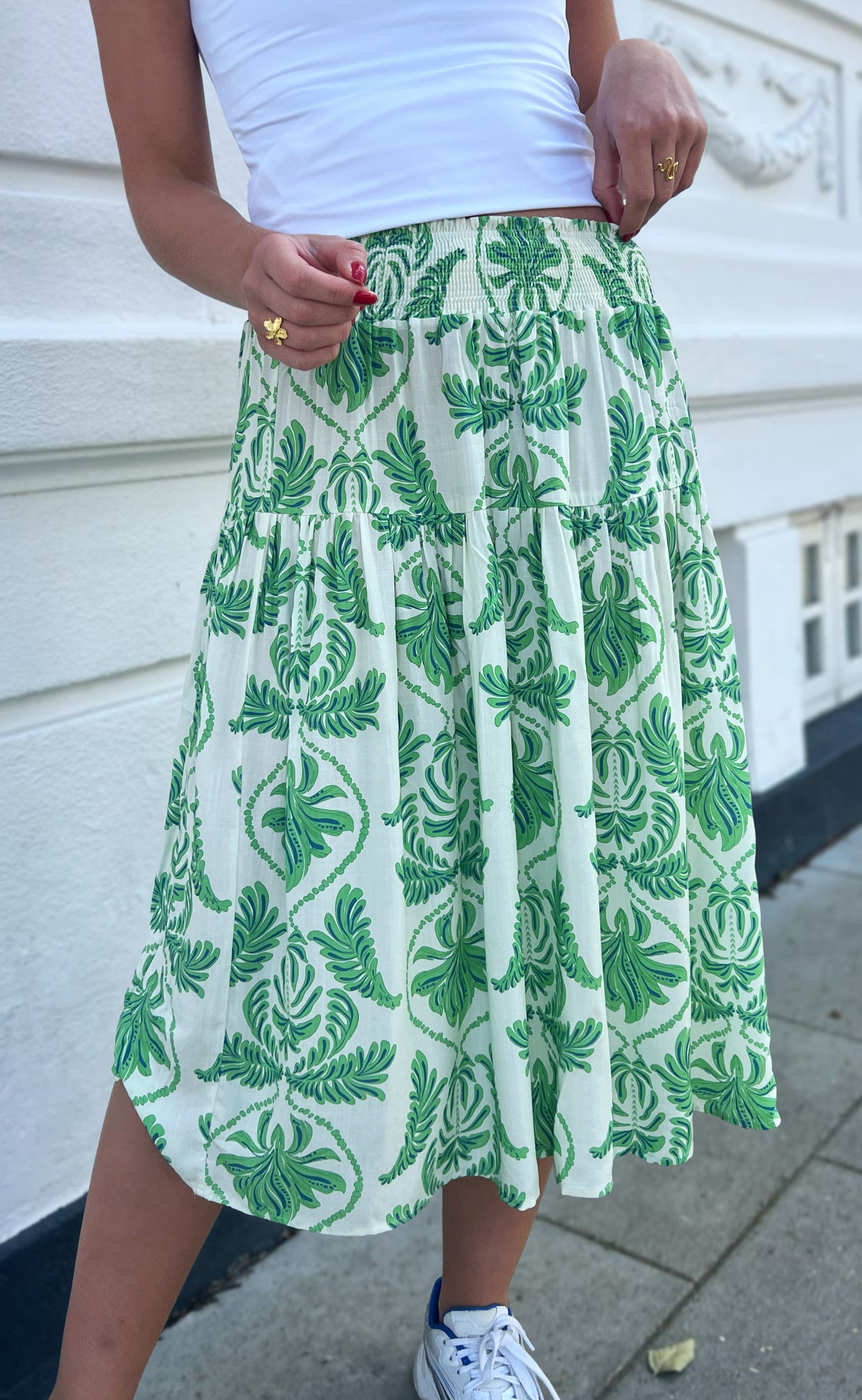 Say INA Copenhagen Nederdel - Vicky - White/Green Paisley