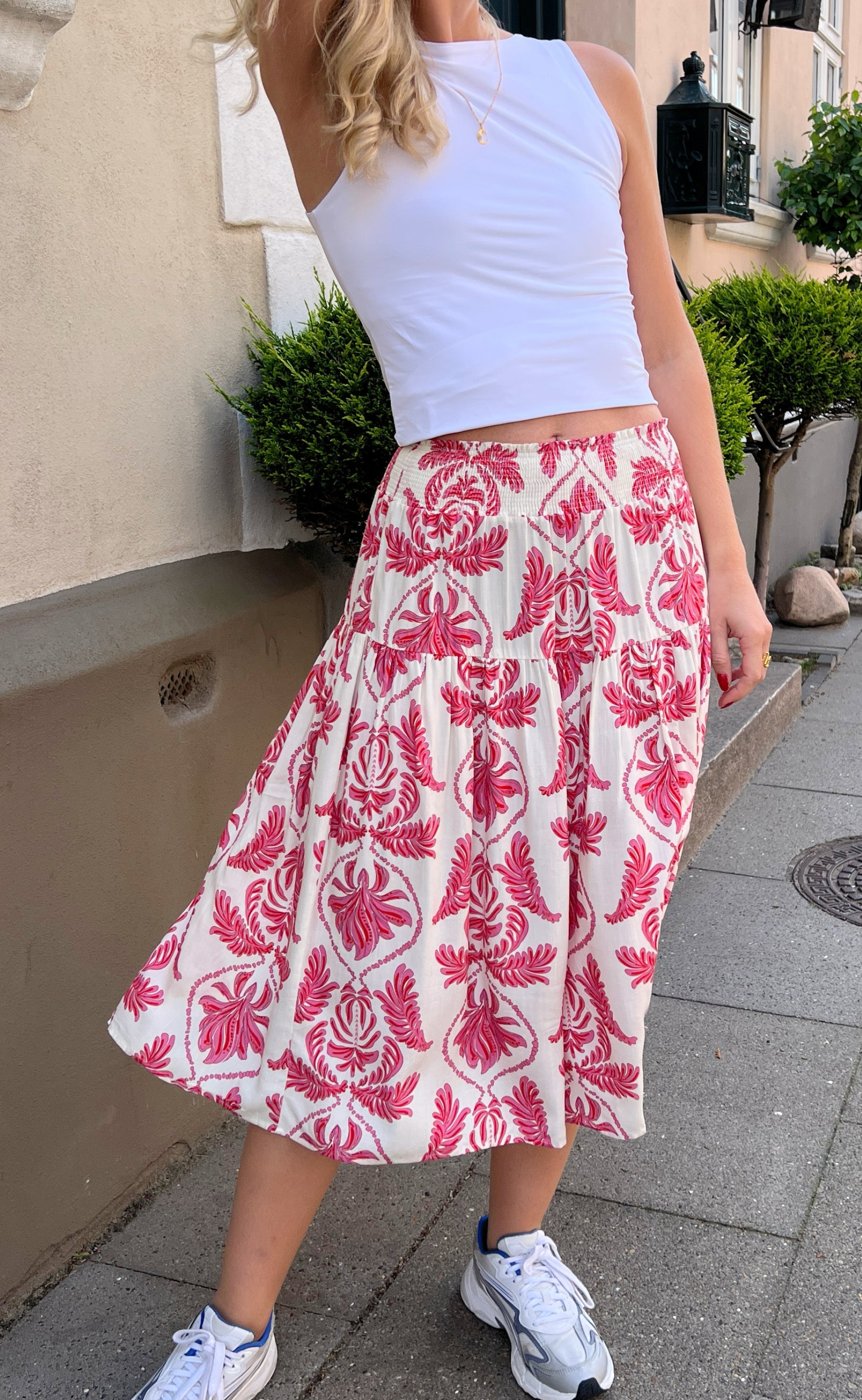Say INA Copenhagen Nederdel - Vicky - White/Pink Paisley