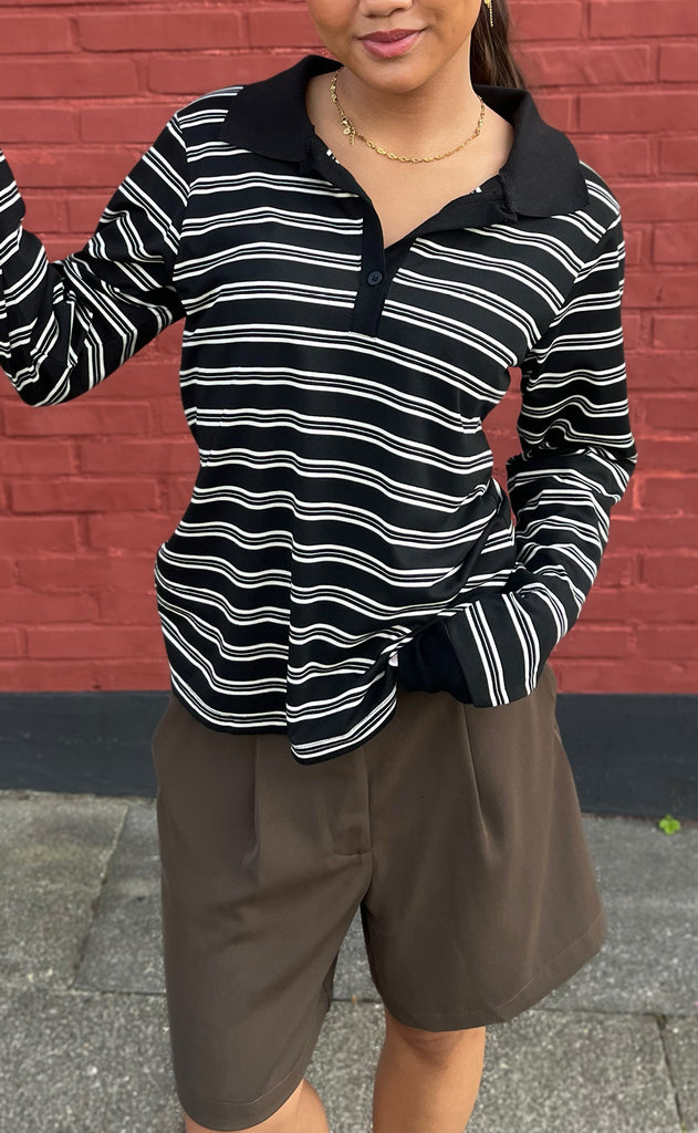 Say INA Copenhagen Polo / Bluse - Pamela - Black / White Striped