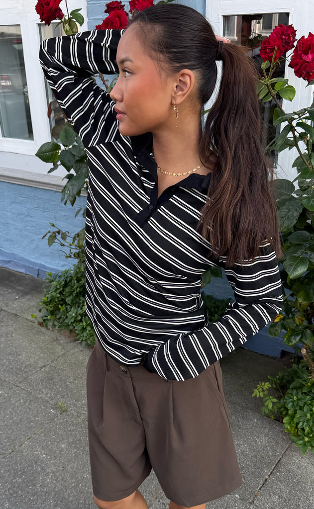 Say INA Copenhagen Polo / Bluse - Pamela - Black / White Striped