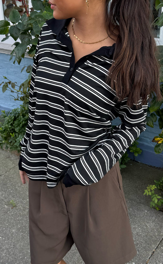 Say INA Copenhagen Polo / Bluse - Pamela - Black / White Striped