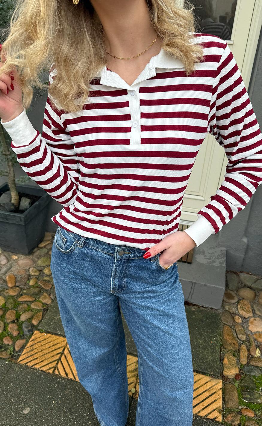 Say INA Copenhagen Polo / Bluse - Pamela - Bordeaux Striped