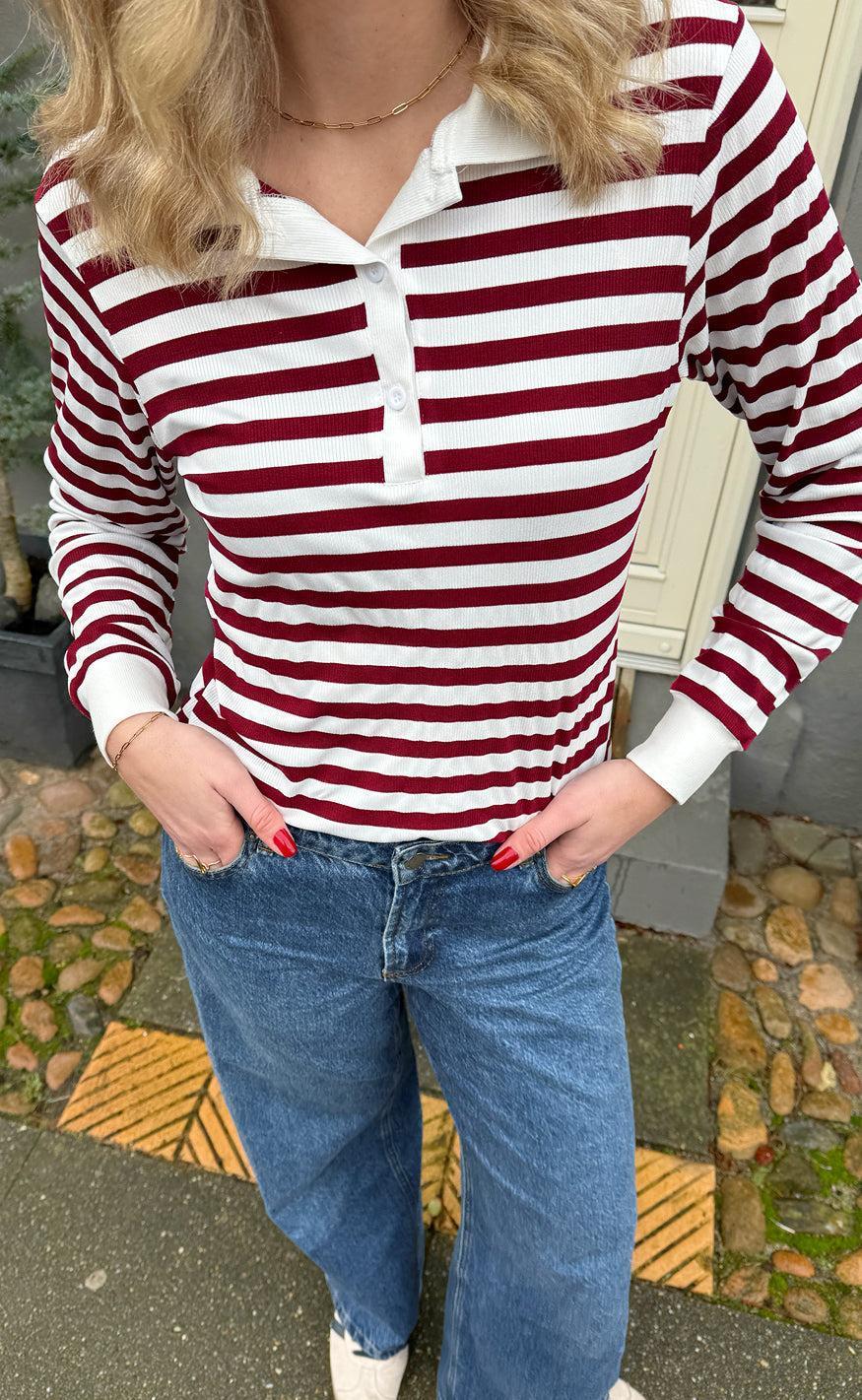 Say INA Copenhagen Polo / Bluse - Pamela - Bordeaux Striped