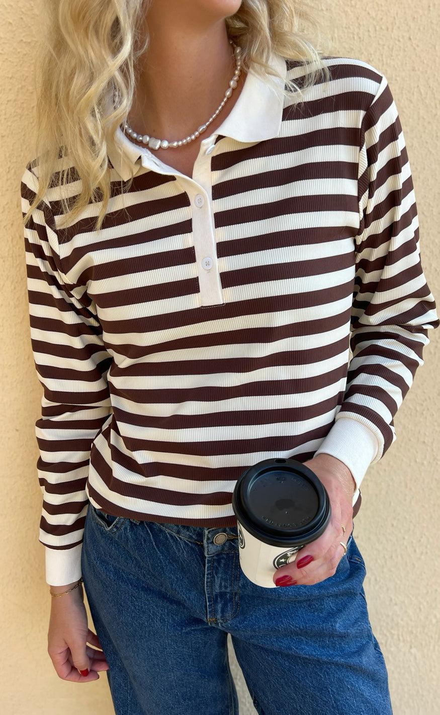 Say INA Copenhagen Polo / Bluse - Pamela - Brown Striped