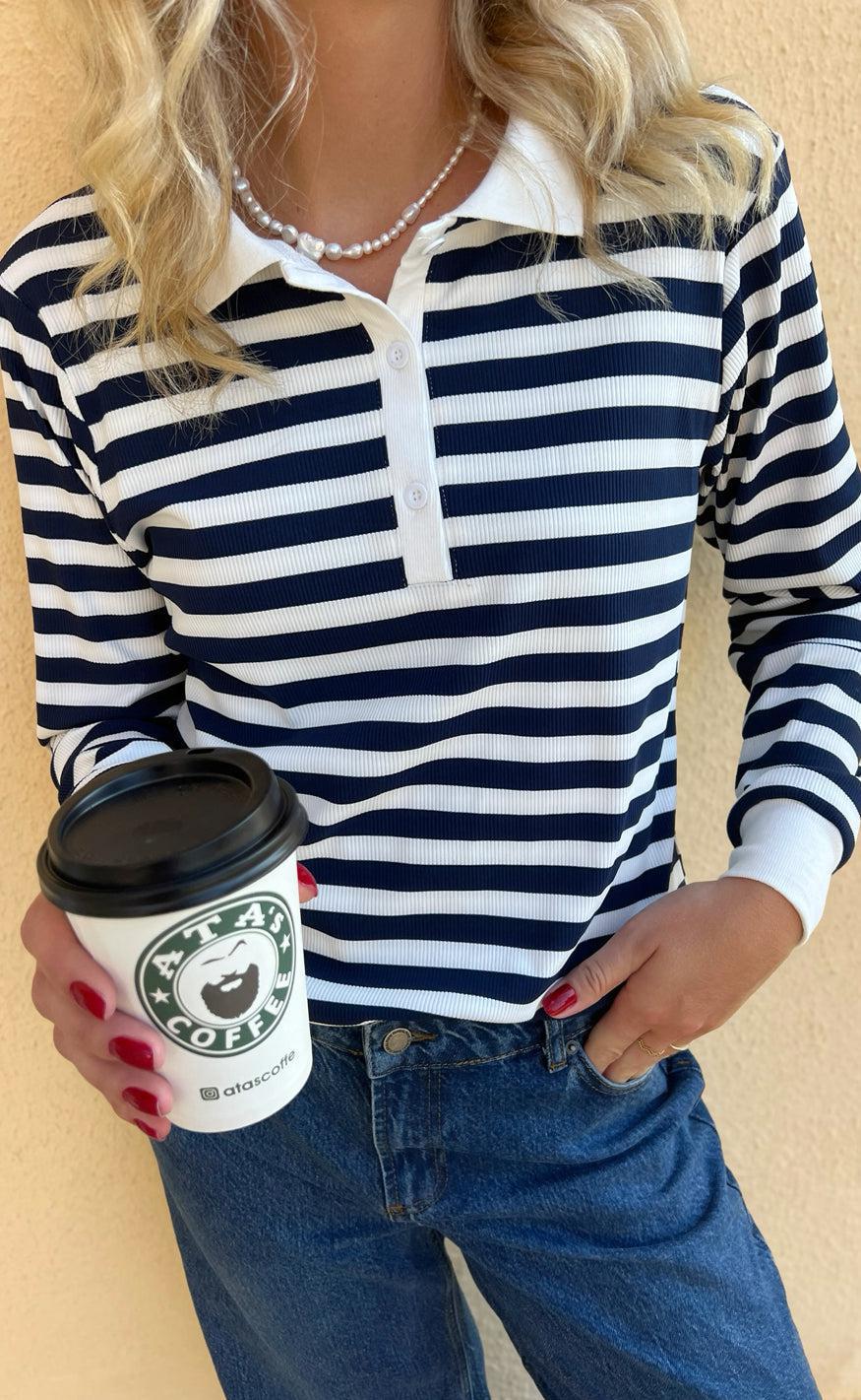 Say INA Copenhagen Polo / Bluse - Pamela - Navy Striped