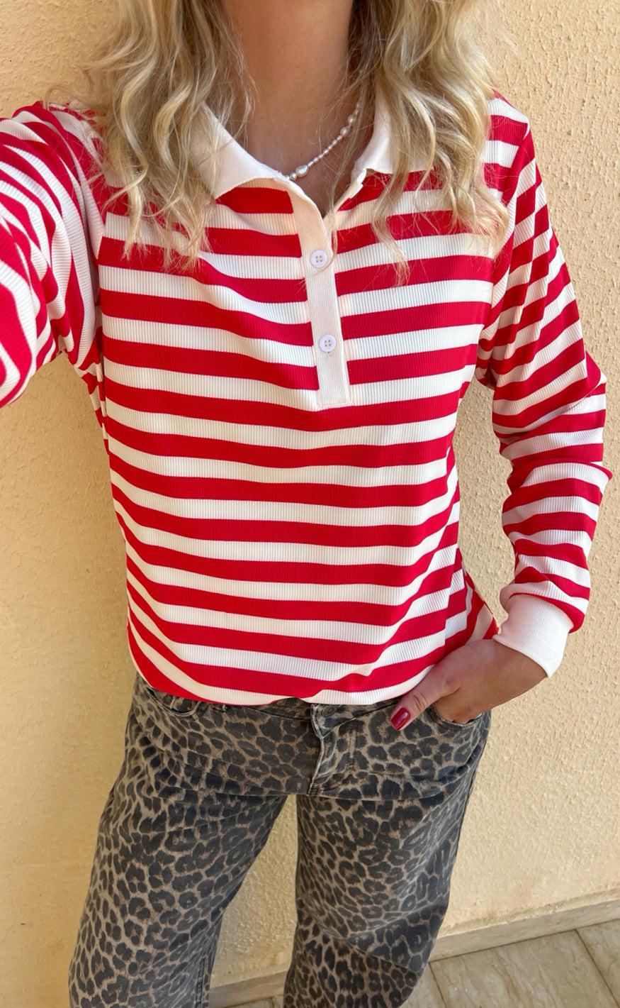 Say INA Copenhagen Polo / Bluse - Pamela - Red Striped