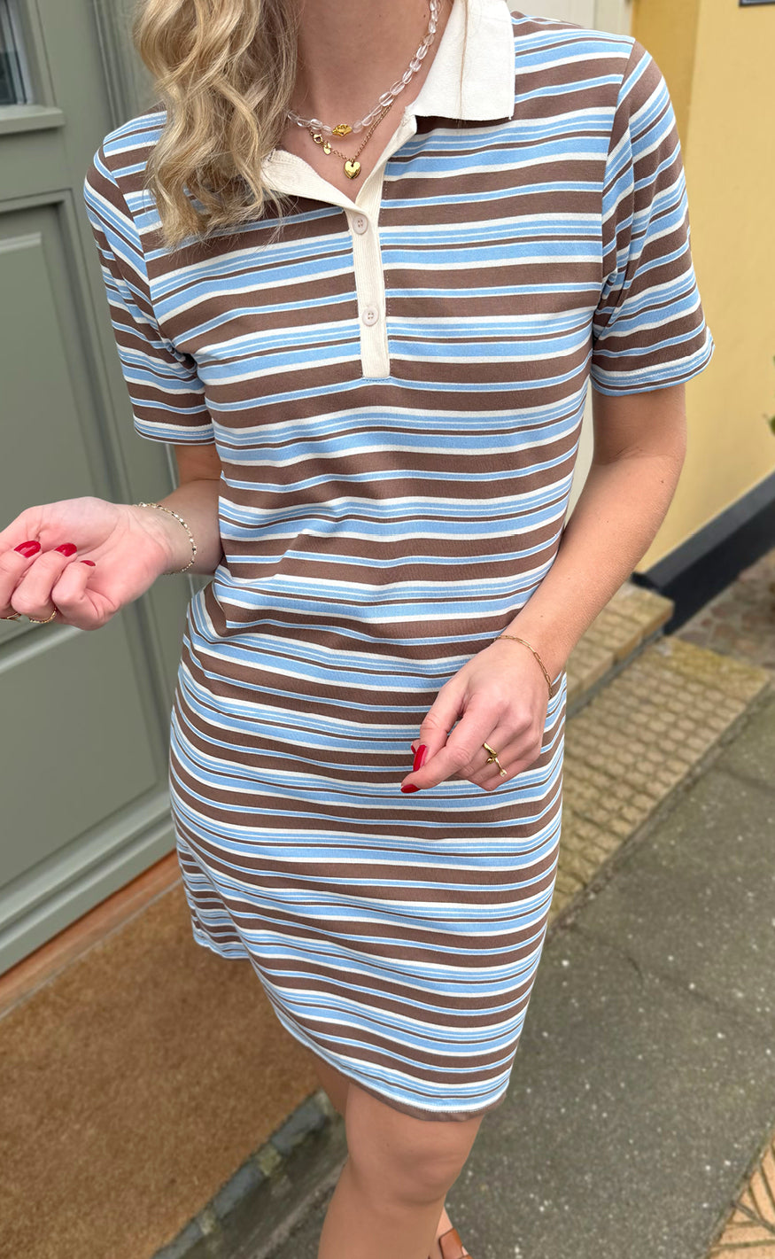 Say INA Copenhagen Polo Kjole - Pamela - Brown / Blue Striped