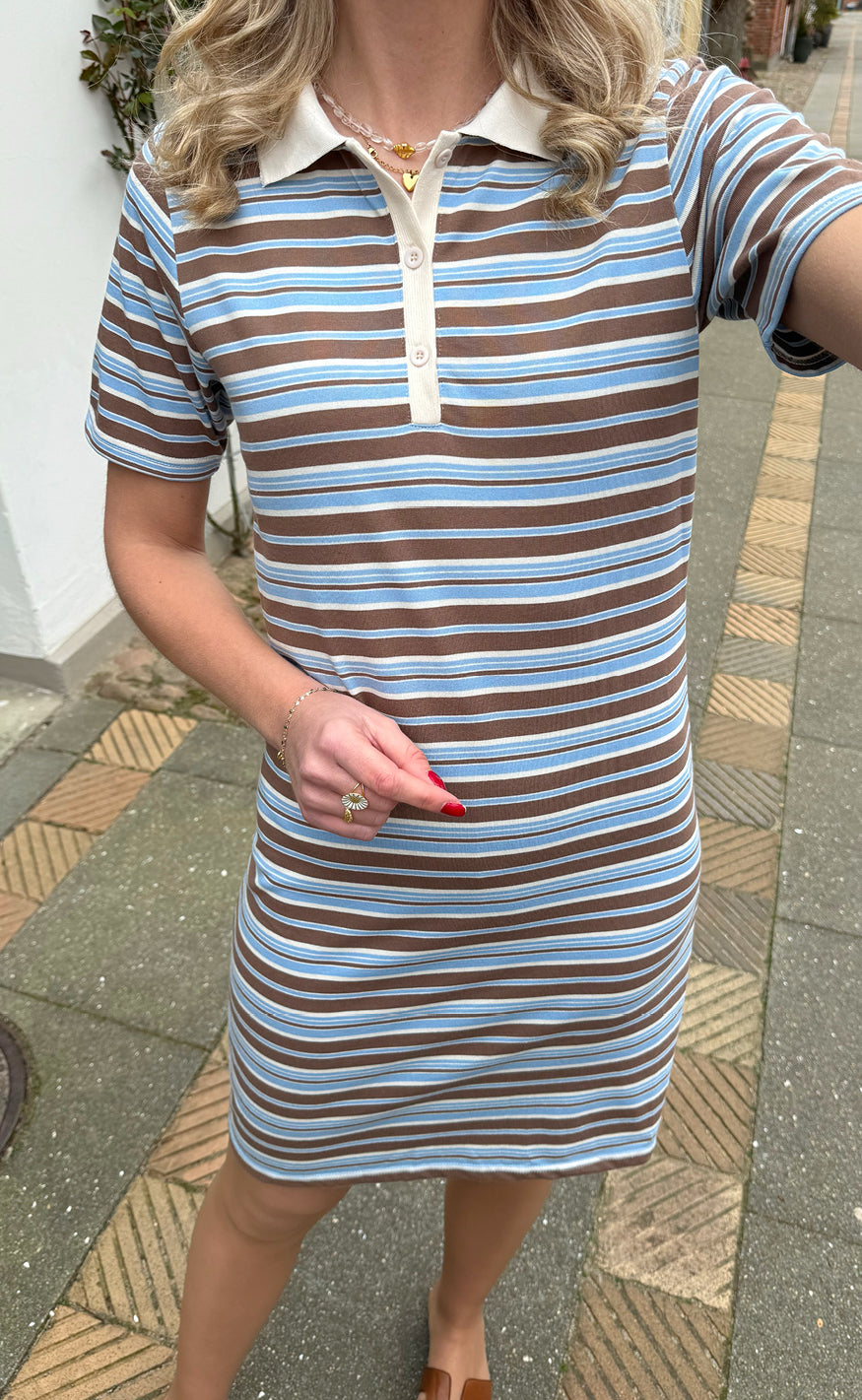 Say INA Copenhagen Polo Kjole - Pamela - Brown / Blue Striped