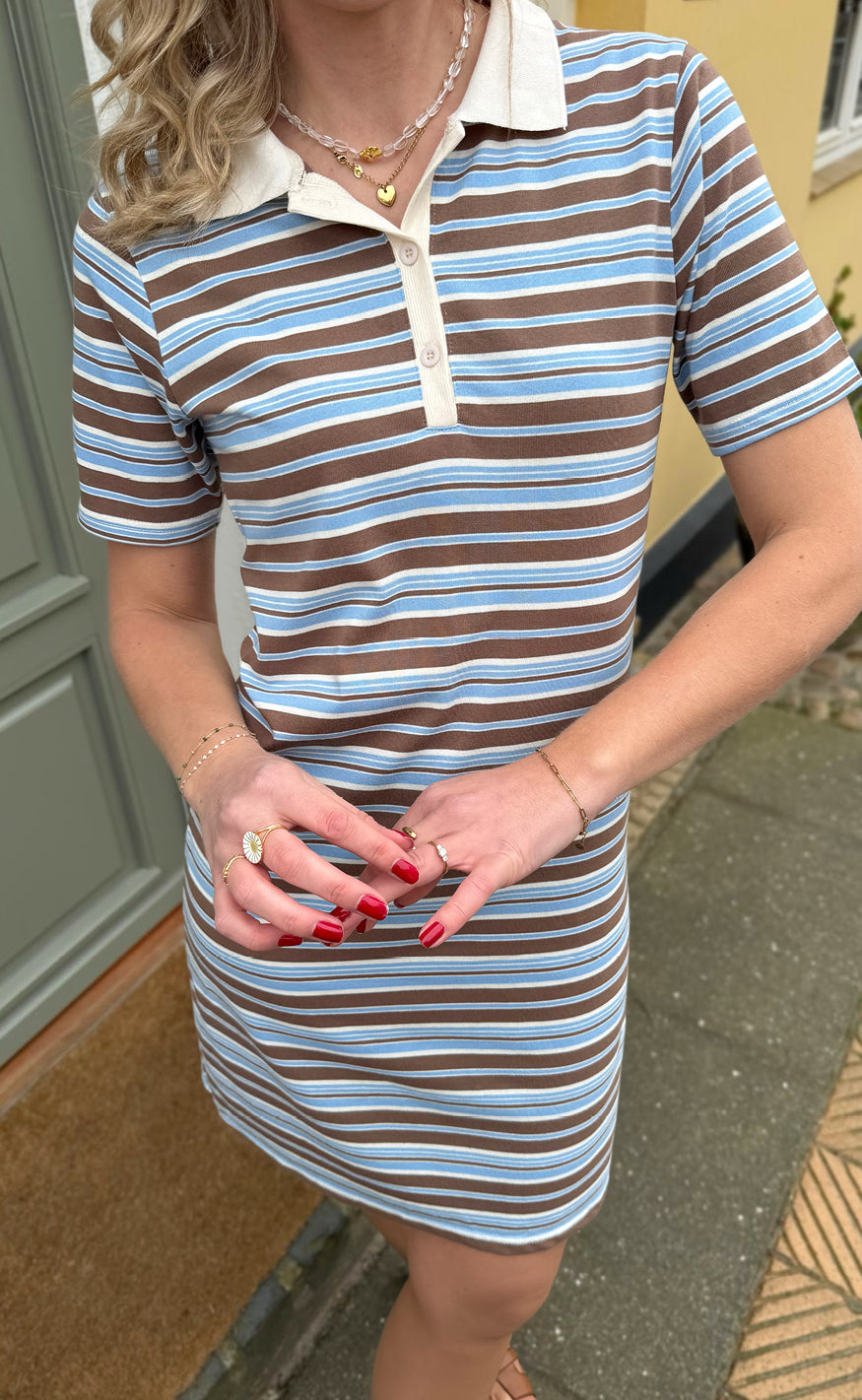 Say INA Copenhagen Polo Kjole - Pamela - Brown / Blue Striped