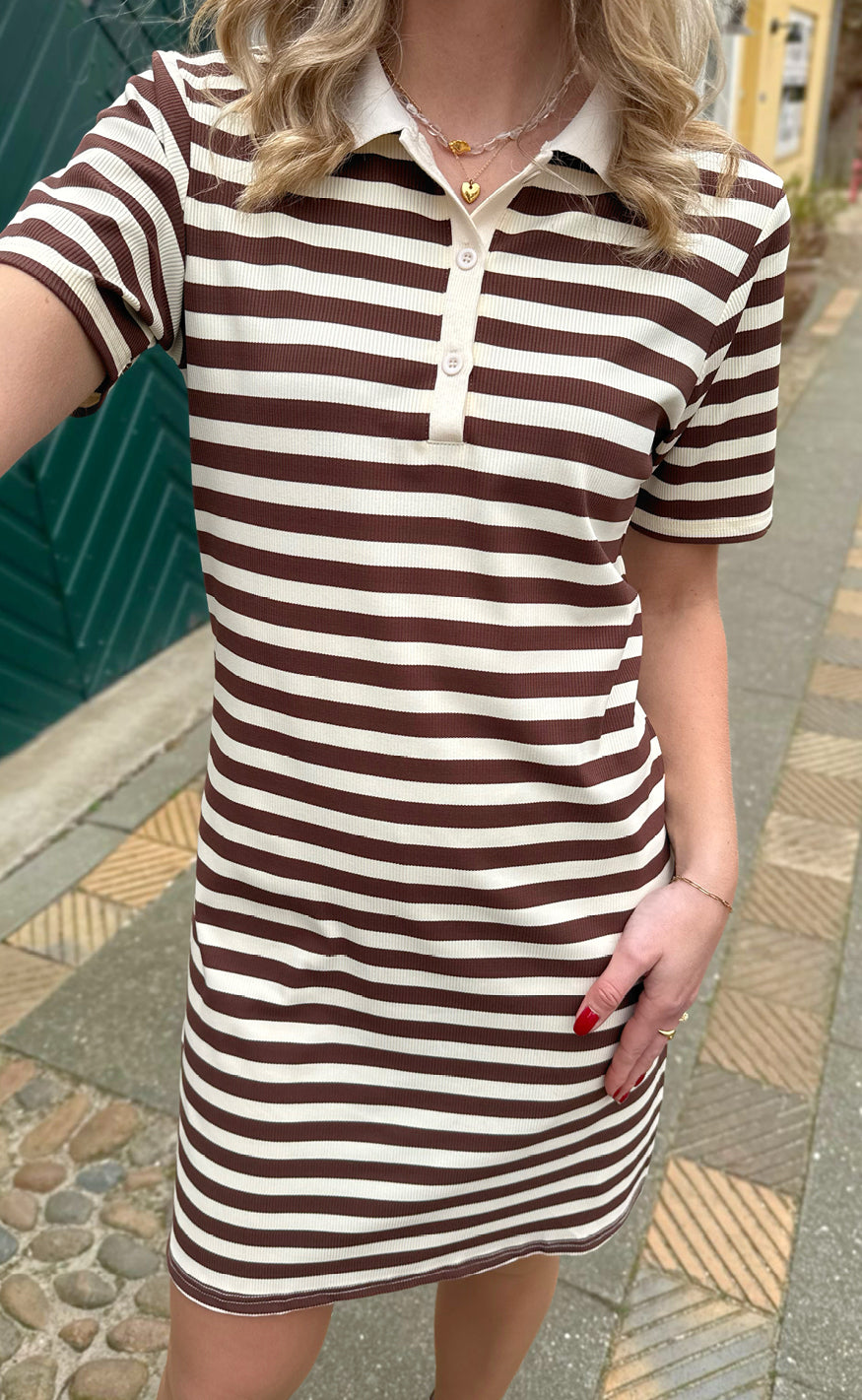 Say INA Copenhagen Polo Kjole - Pamela - Brown Striped