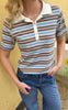 Say INA Copenhagen Polo T-Shirt - Pamela Summer - Brown / Blue Striped