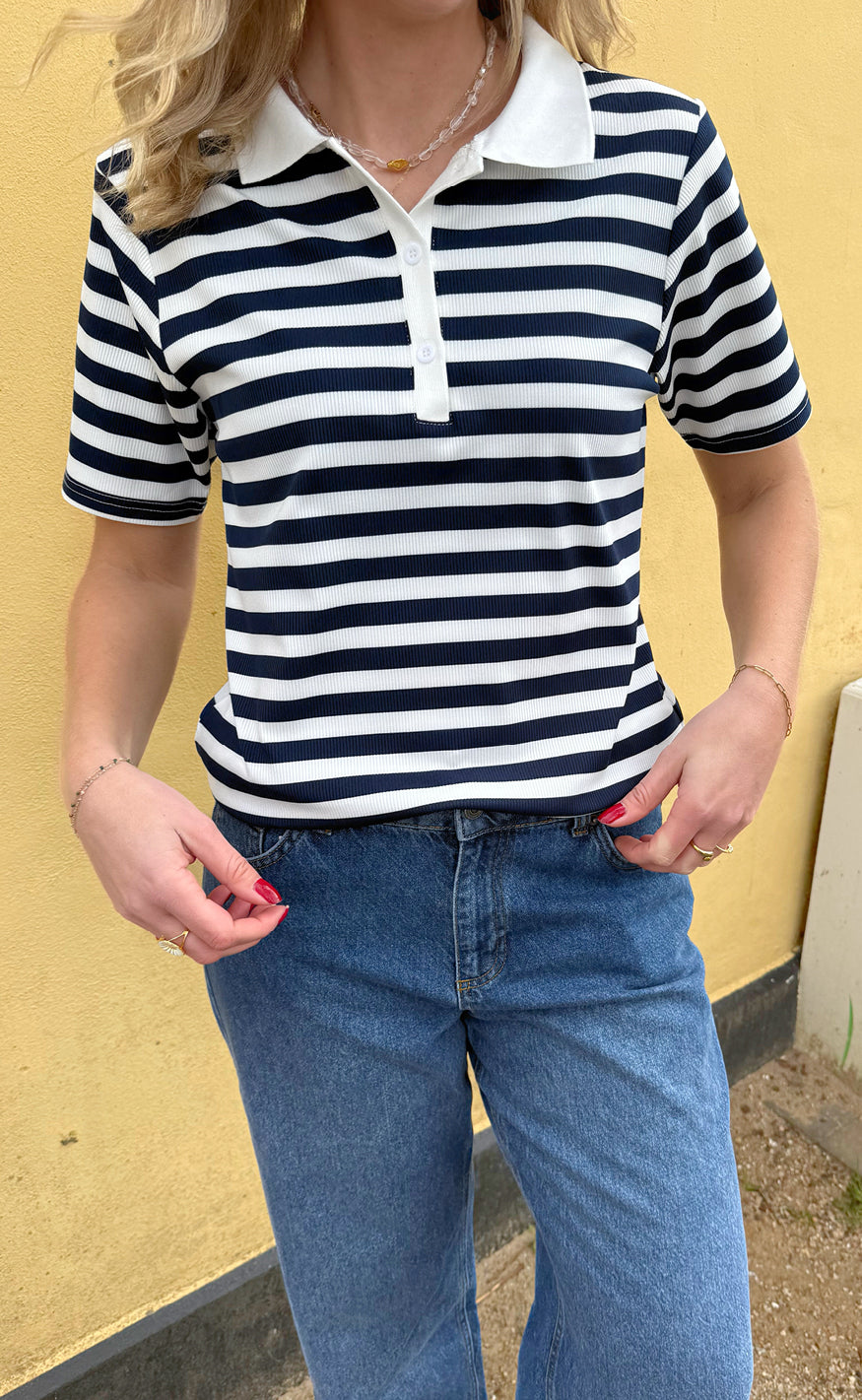 Say INA Copenhagen Polo T-Shirt - Pamela Summer - Navy Striped