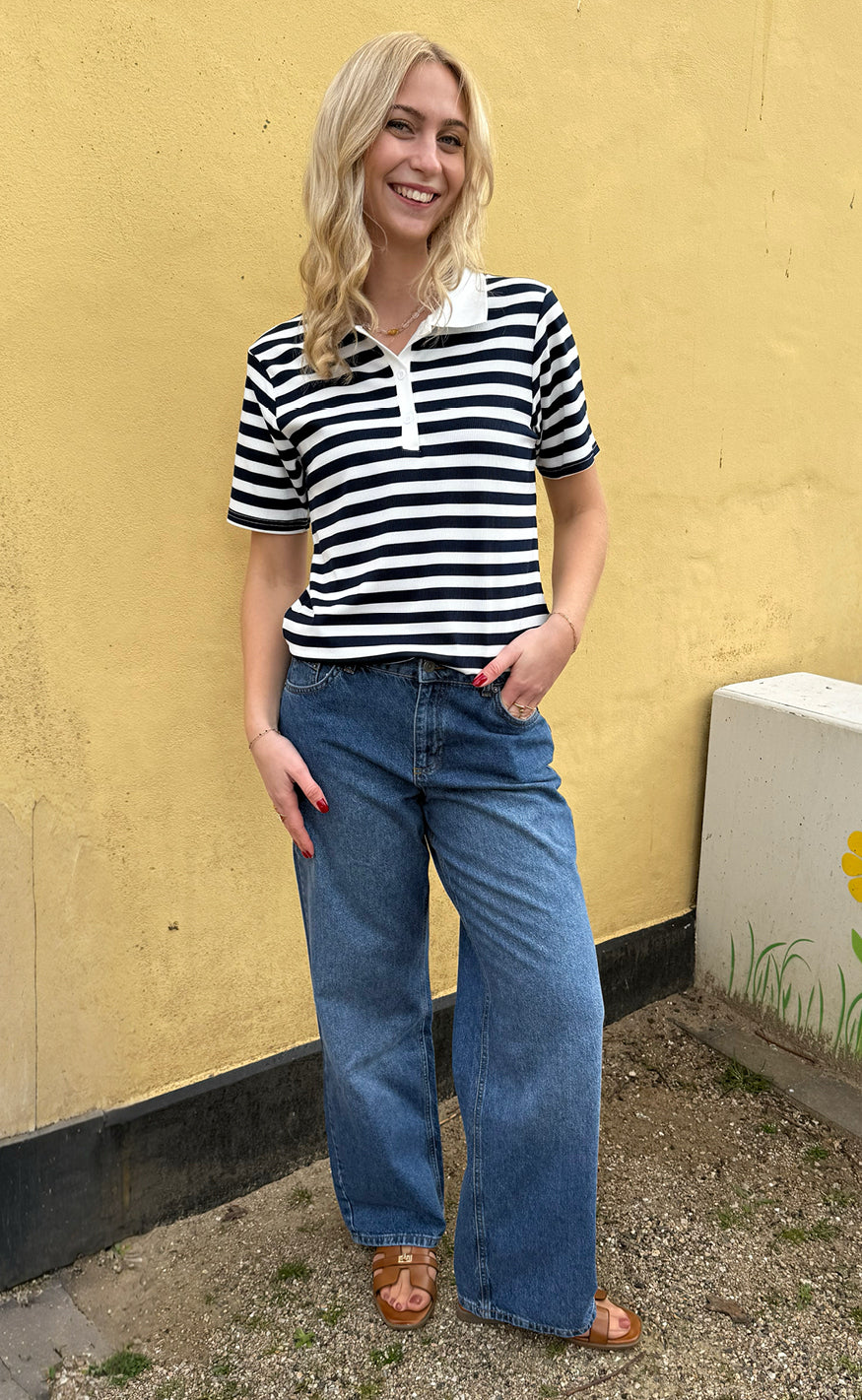 Say INA Copenhagen Polo T-Shirt - Pamela Summer - Navy Striped