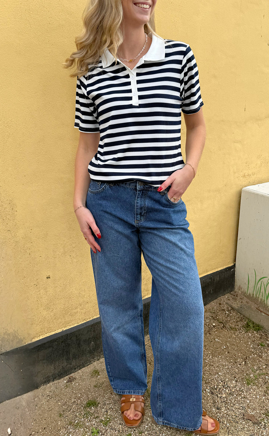 Say INA Copenhagen Polo T-Shirt - Pamela Summer - Navy Striped