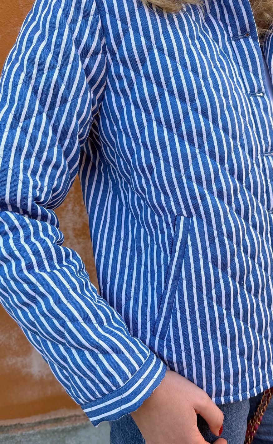 Say INA Copenhagen Quiltet Jakke - Elvira - Blue Striped