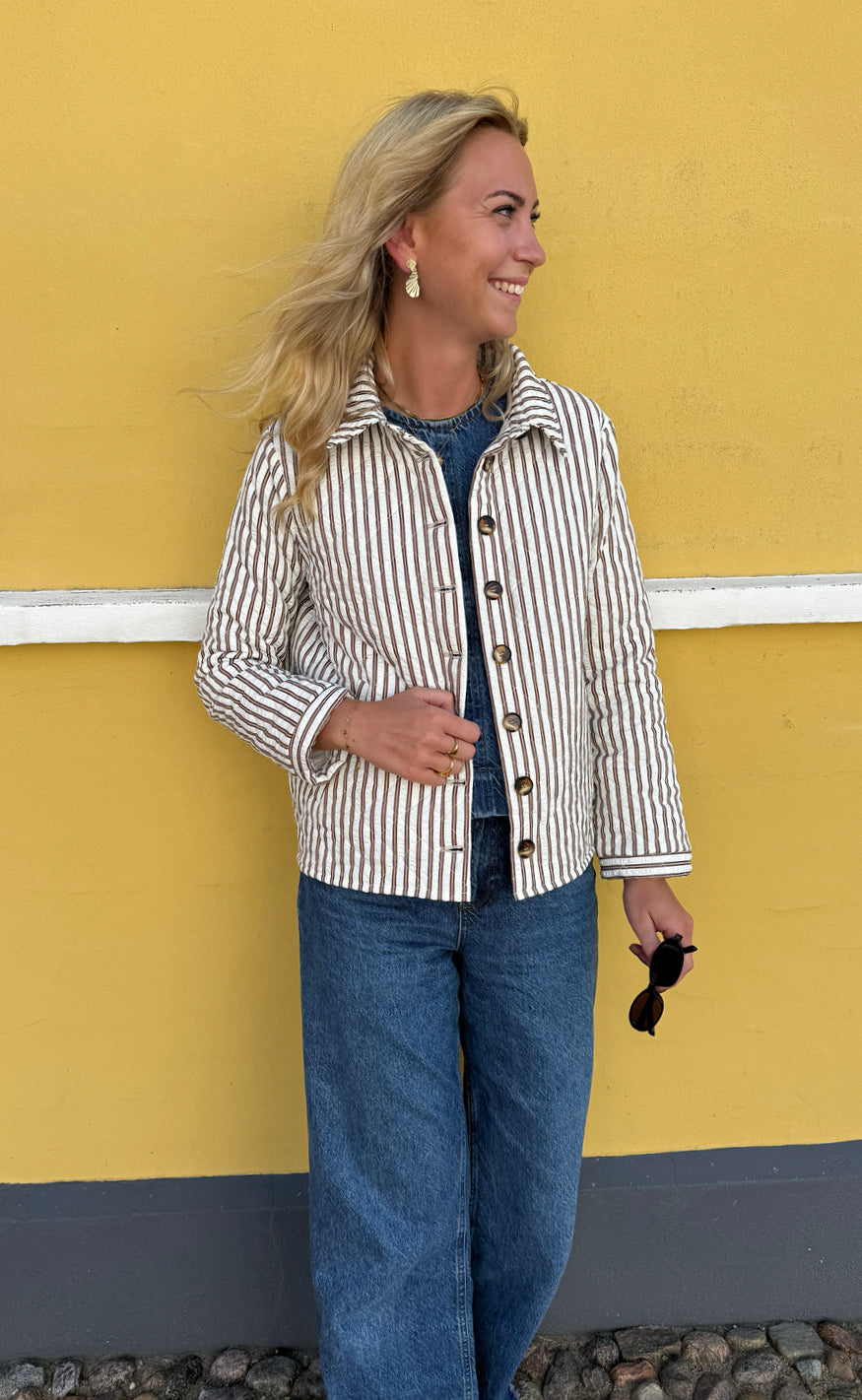 Say INA Copenhagen Quiltet Jakke - Elvira - Brown Striped