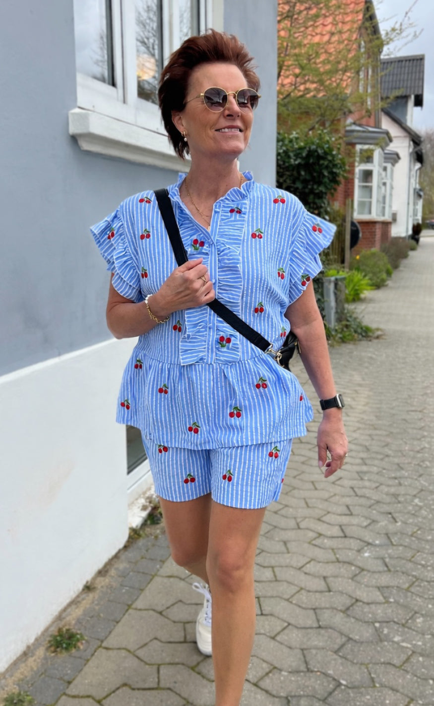 Say INA Copenhagen Shorts - Liv - Blue Striped W. Cherries