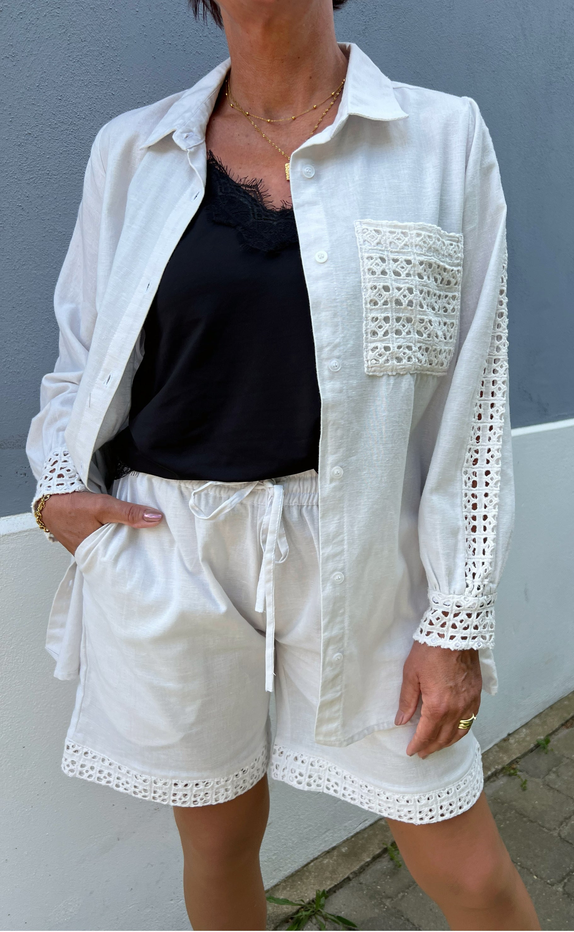 Say INA Copenhagen Shorts - Sandy Linen - Off White