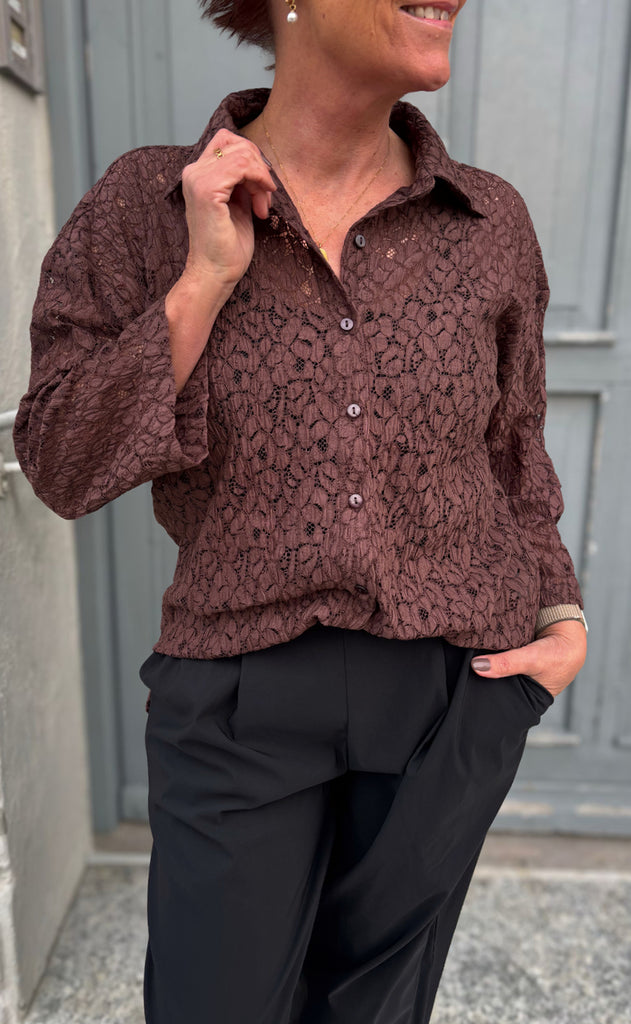 Say INA Copenhagen Skjorte - Belle Lace - Dark Brown