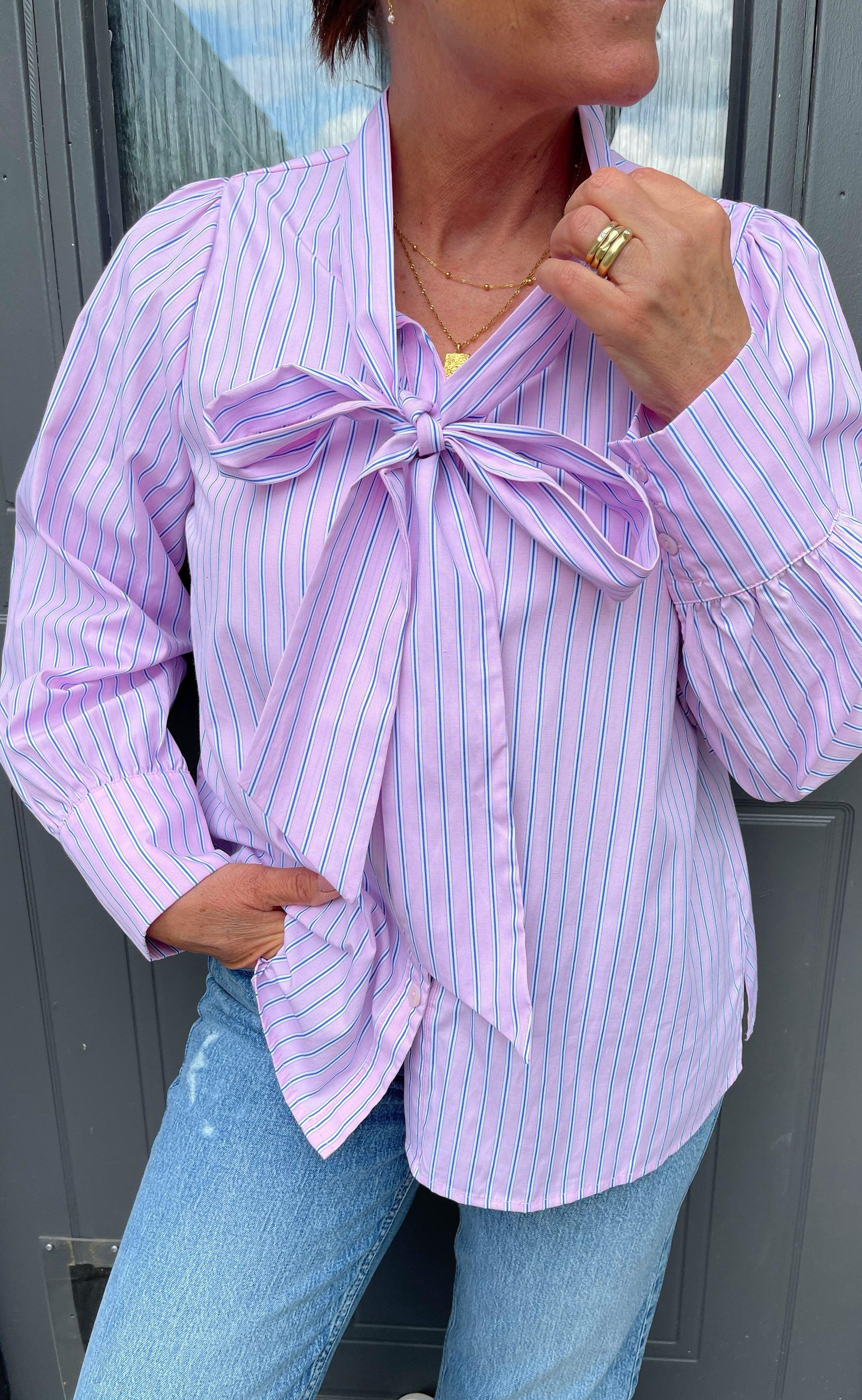 Say INA Copenhagen Skjorte - Bow - Pink Striped