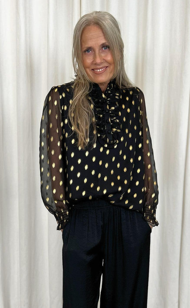 Say INA Copenhagen Skjorte - Cami - Black W. Gold Dots