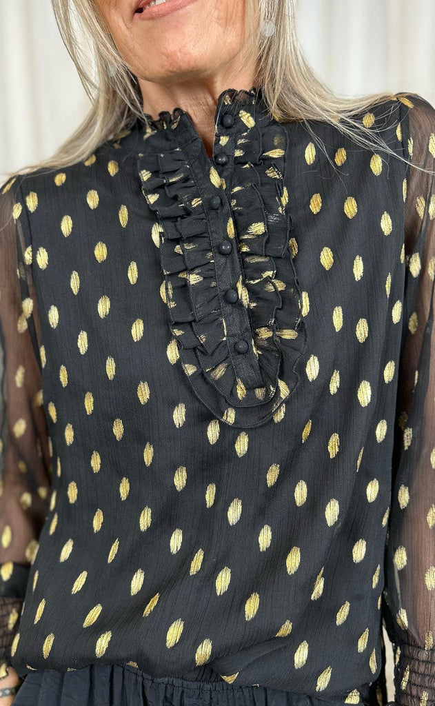 Say INA Copenhagen Skjorte - Cami - Black W. Gold Dots