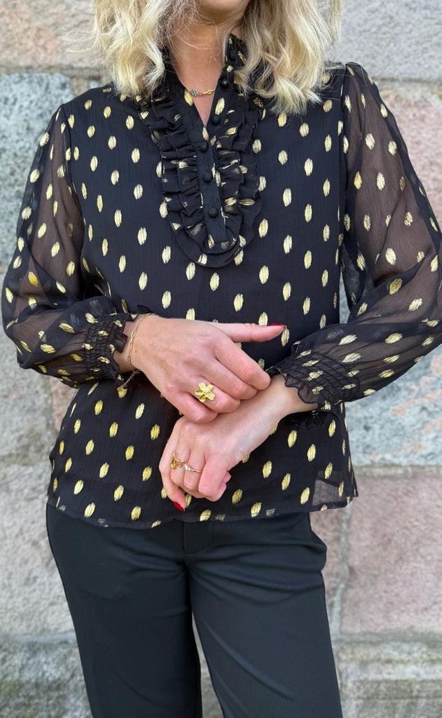 Say INA Copenhagen Skjorte - Cami - Black W. Gold Dots