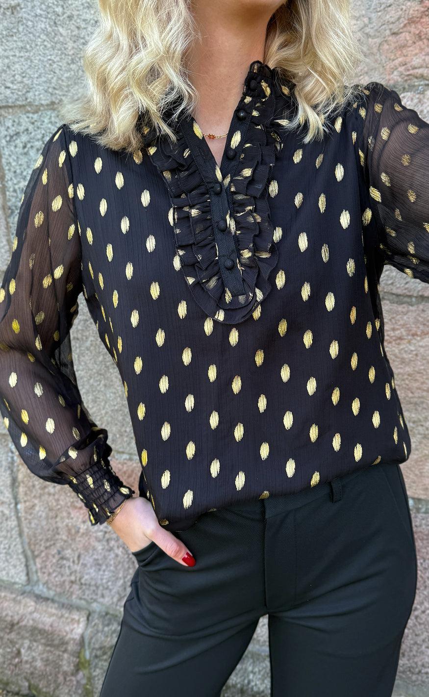 Say INA Copenhagen Skjorte - Cami - Black W. Gold Dots