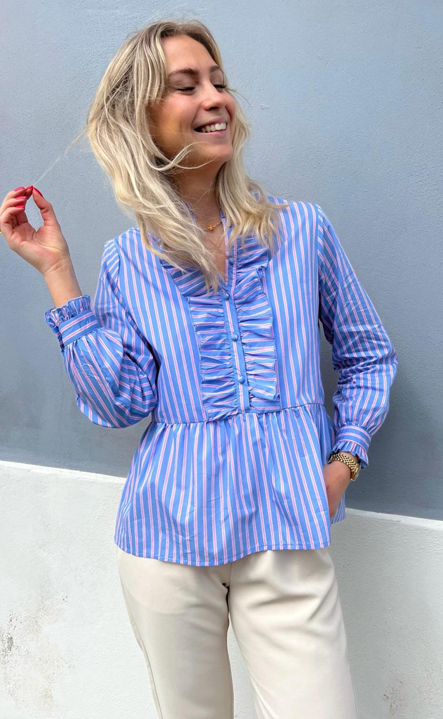 Say INA Copenhagen Skjorte - Evie - Blue/pink Striped