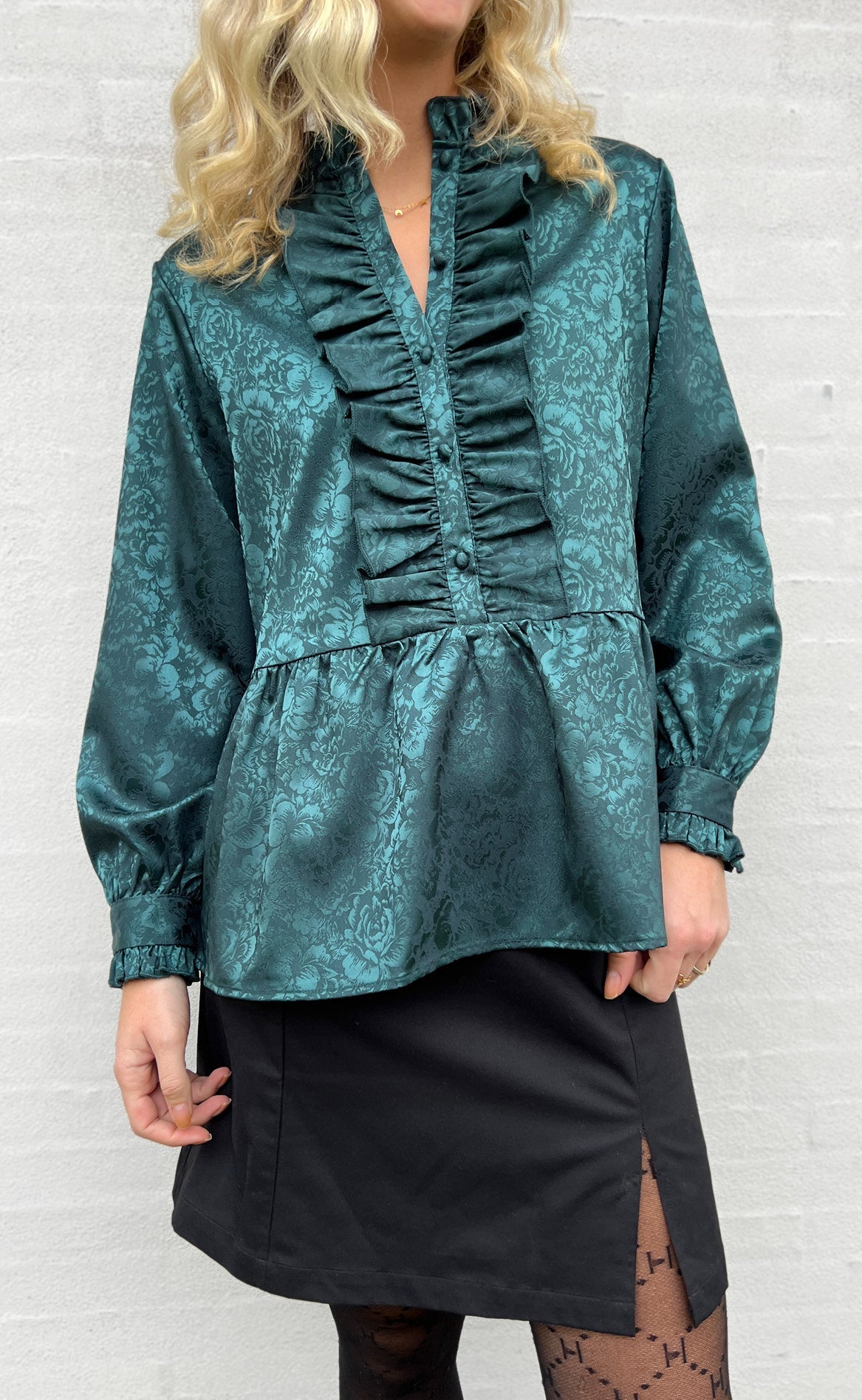 Say INA Copenhagen Skjorte - Evie - Dark Green Flower