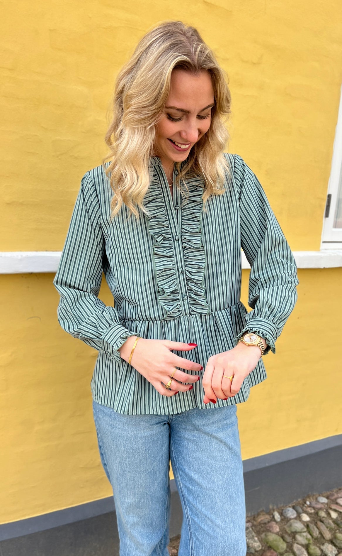 Say INA Copenhagen Skjorte - Evie - Dark Green Striped