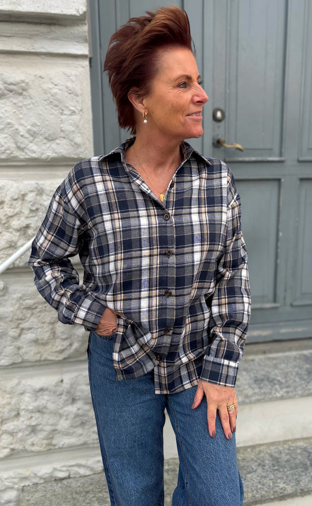 Say INA Copenhagen Skjorte - Fira Fannel - Blue / Grey Checks