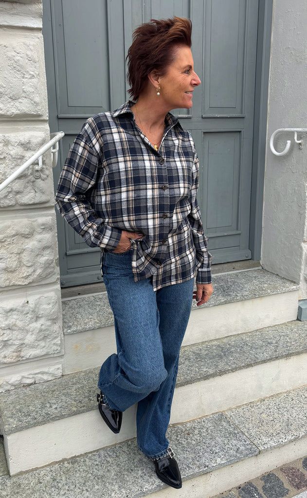 Say INA Copenhagen Skjorte - Fira Fannel - Blue / Grey Checks