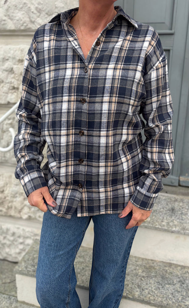 Say INA Copenhagen Skjorte - Fira Fannel - Blue / Grey Checks