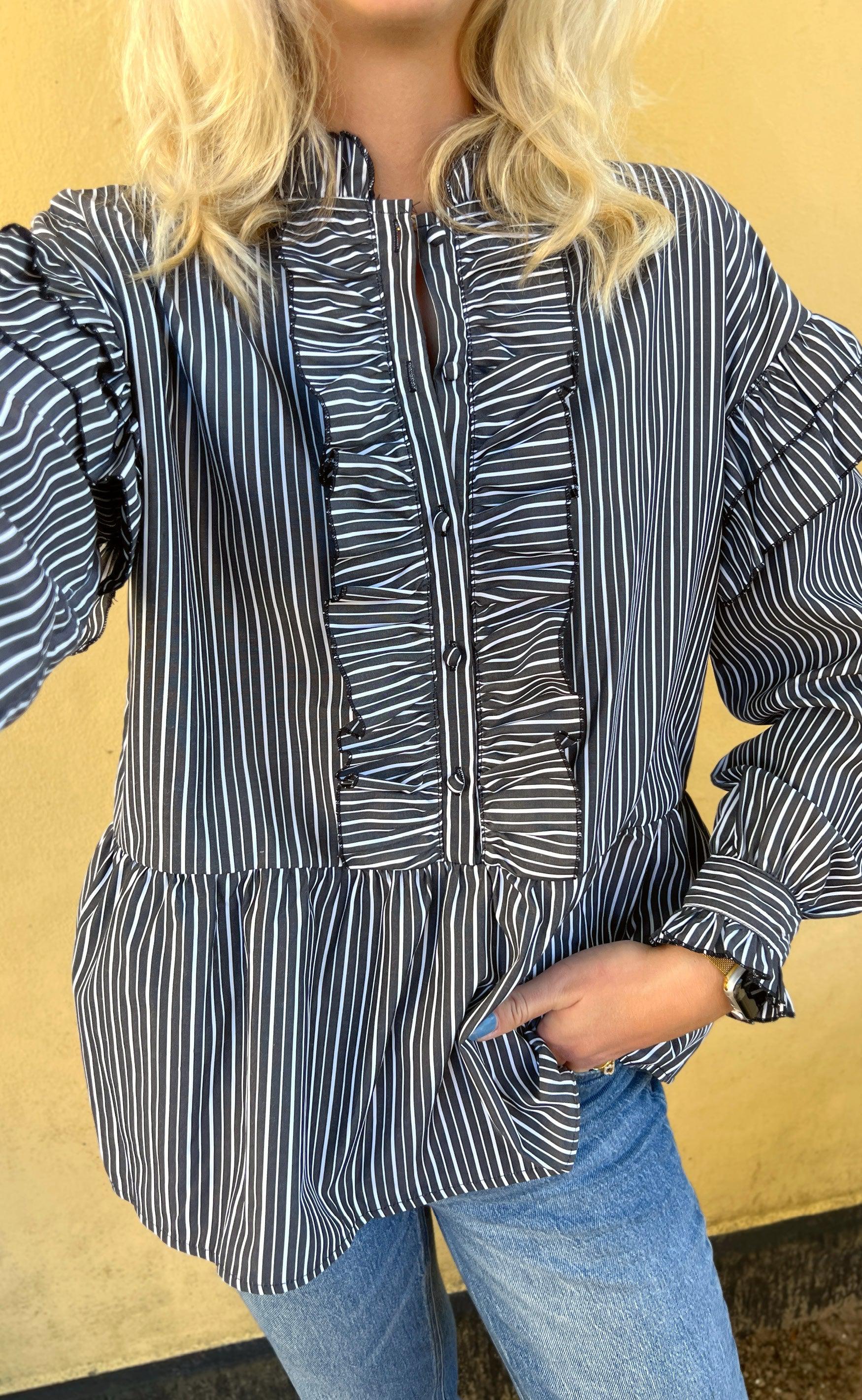 Say INA Copenhagen Skjorte - Frida - Black Striped