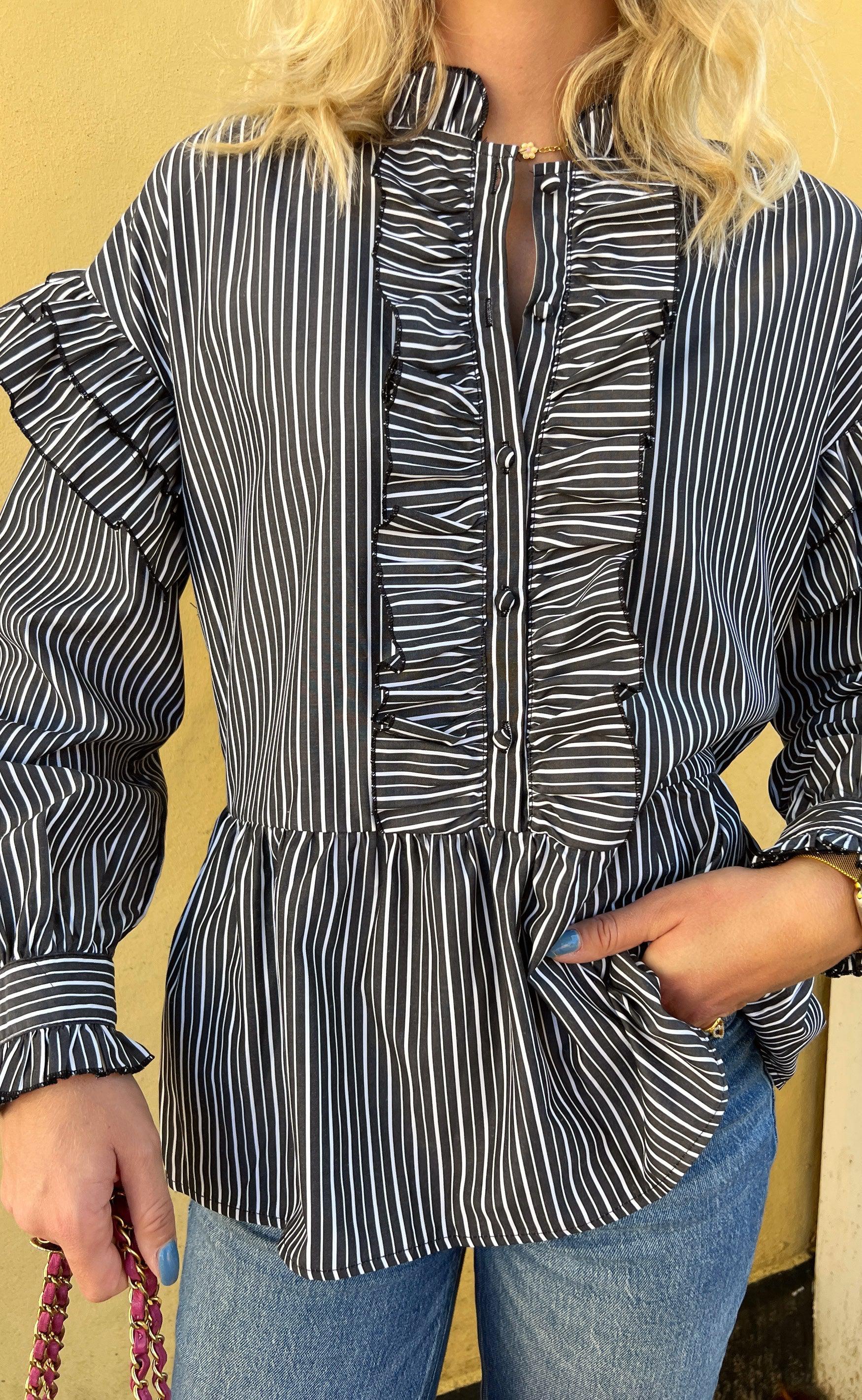 Say INA Copenhagen Skjorte - Frida - Black Striped