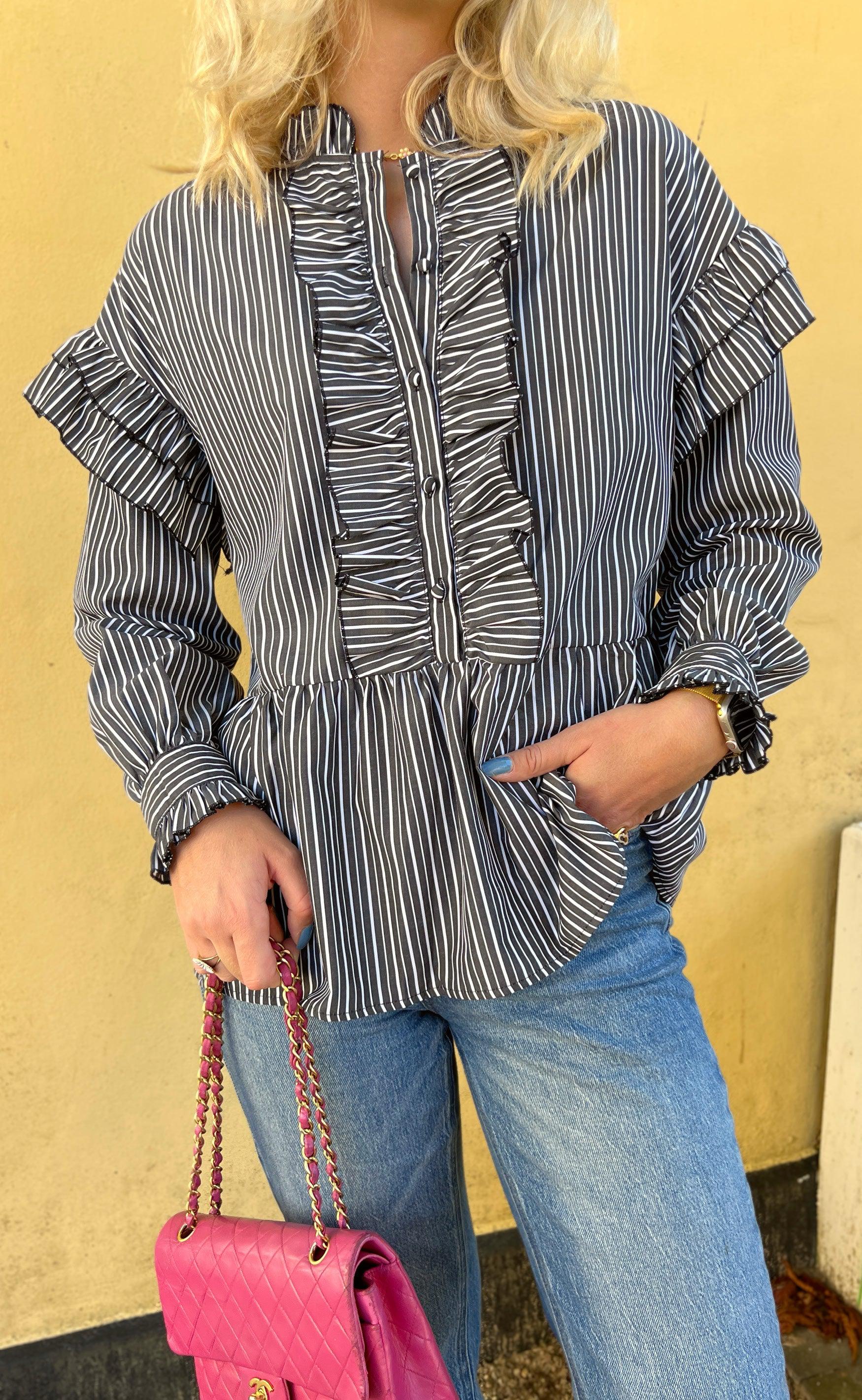 Say INA Copenhagen Skjorte - Frida - Black Striped