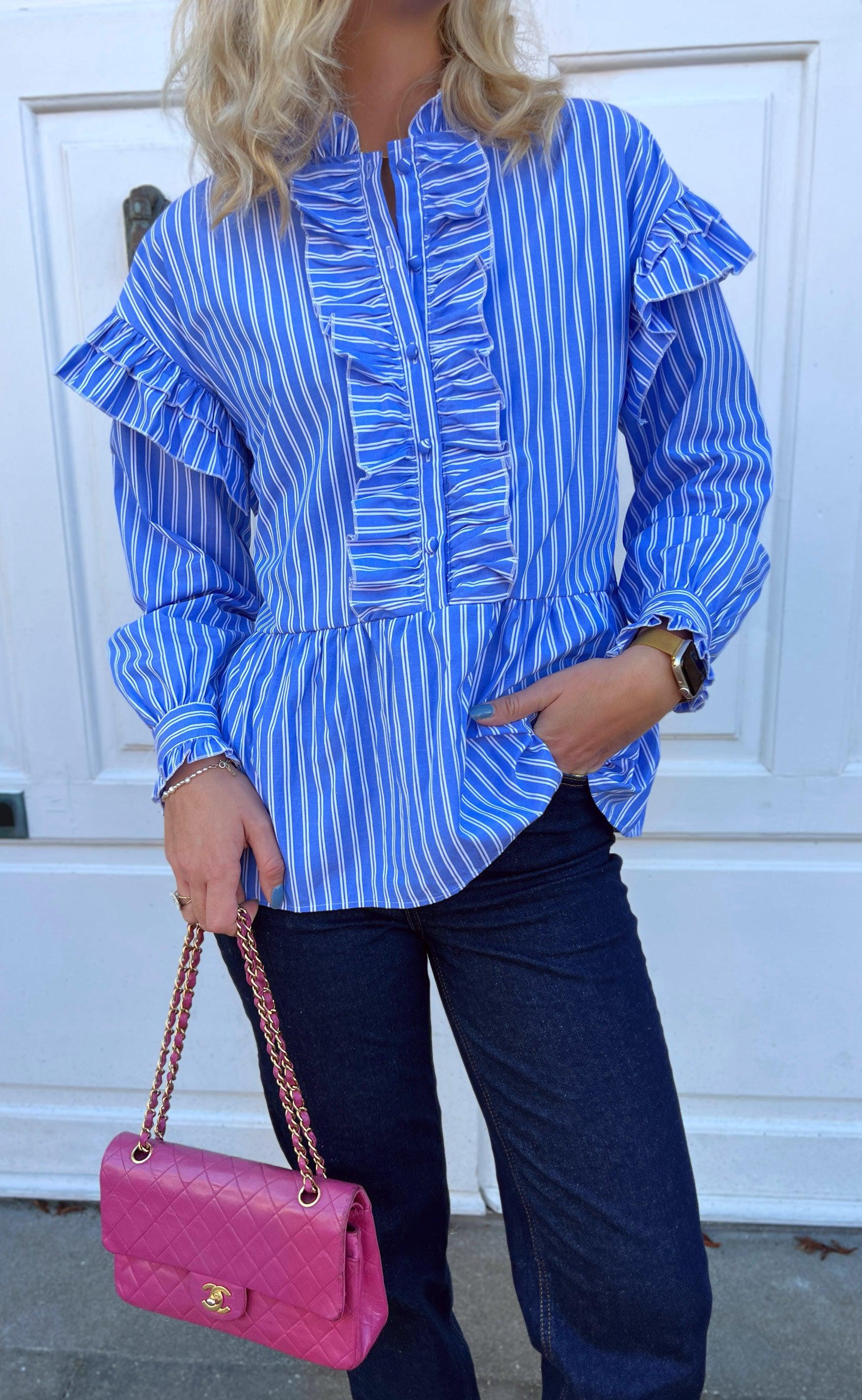 Say INA Copenhagen Skjorte - Frida - Dark Blue Striped