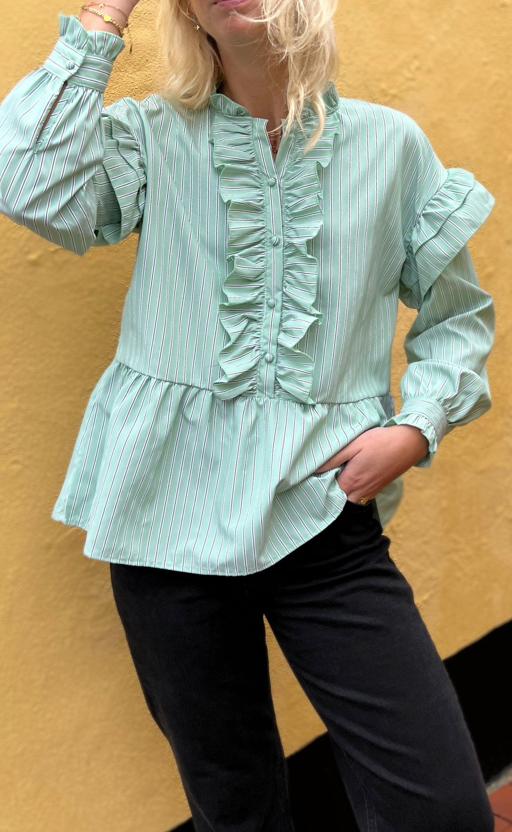 Say INA Copenhagen Skjorte - Frida - Green Striped