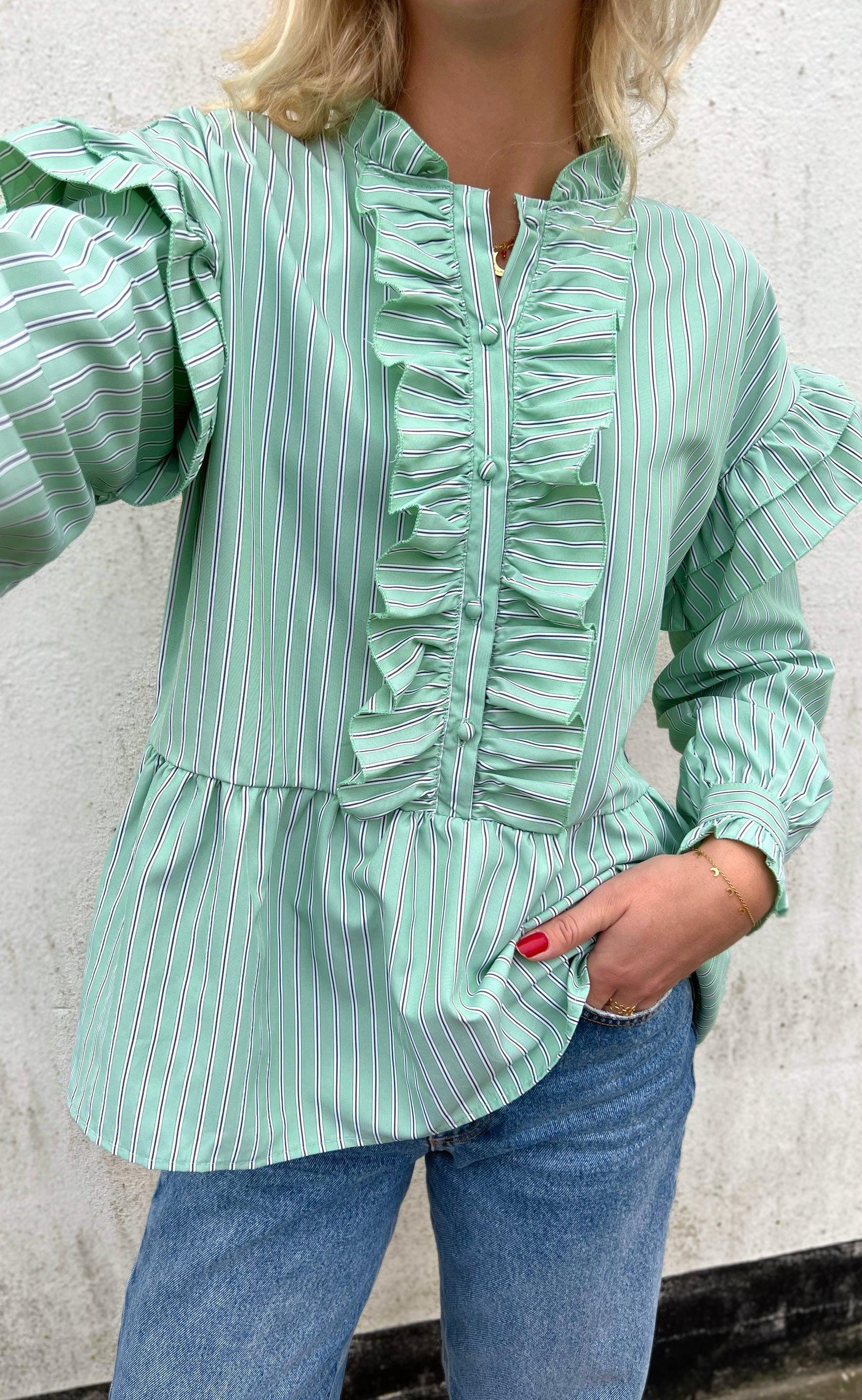 Say INA Copenhagen Skjorte - Frida - Green Striped