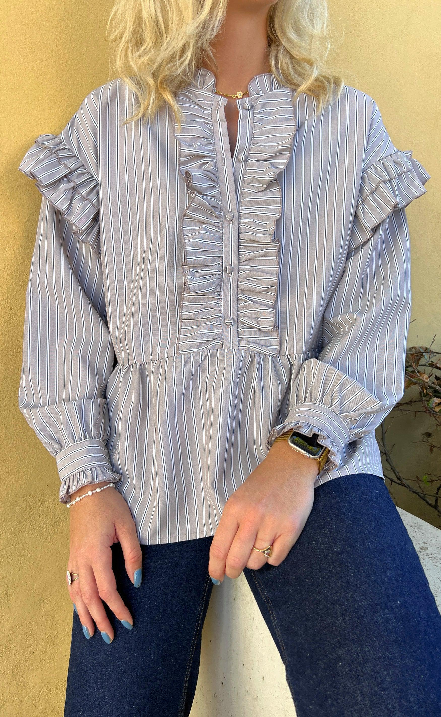 Say INA Copenhagen Skjorte - Frida - Grey Striped