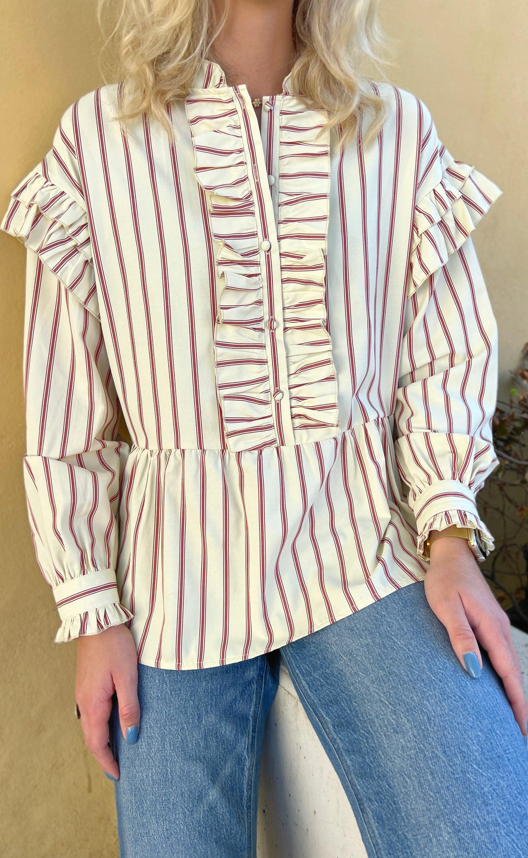 Say INA Copenhagen Skjorte - Frida - Red Striped