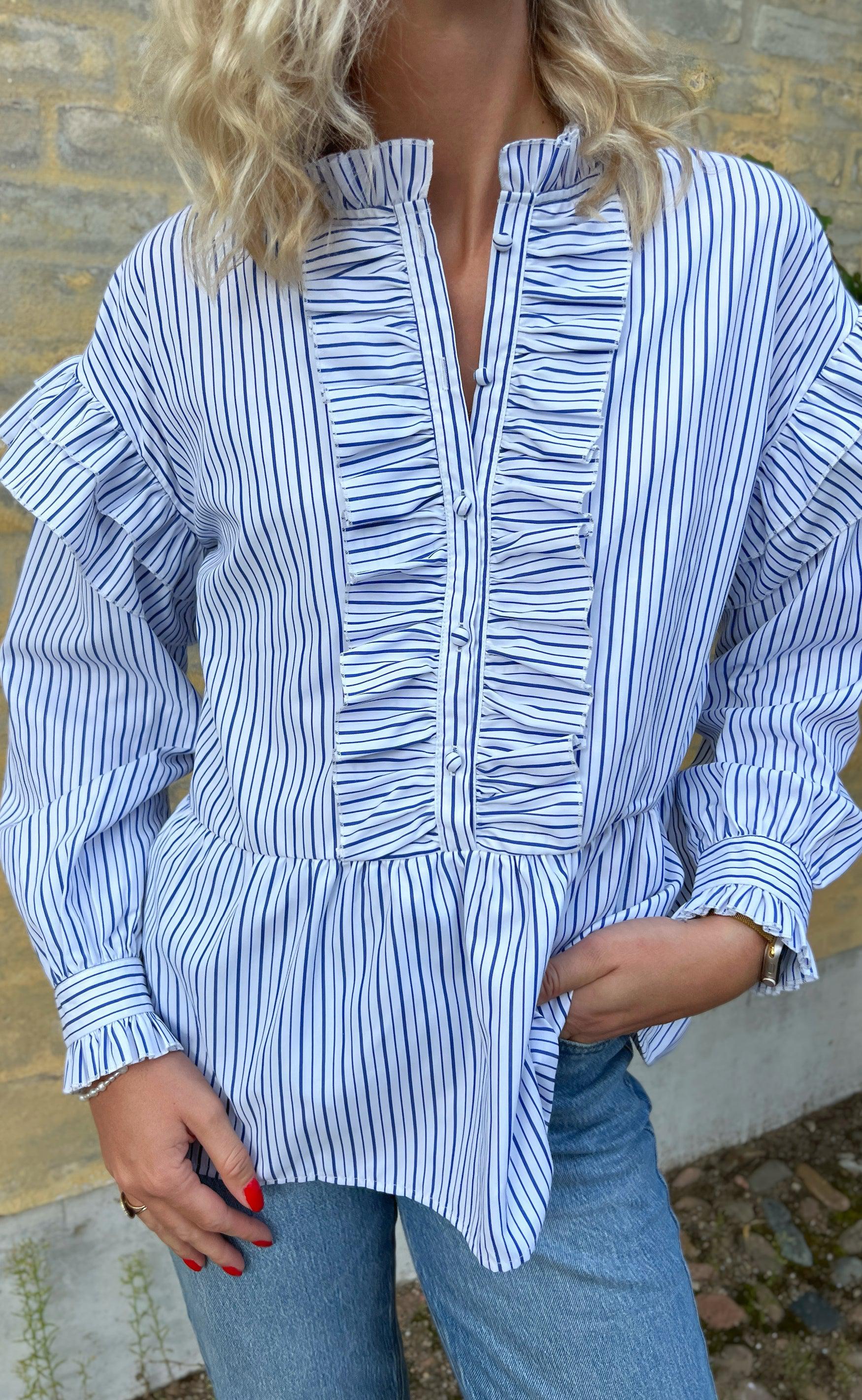 Say INA Copenhagen Skjorte - Frida - White w. Blue Stripes