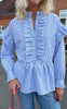 Say INA Copenhagen Skjorte - Frida - White w. Blue Stripes