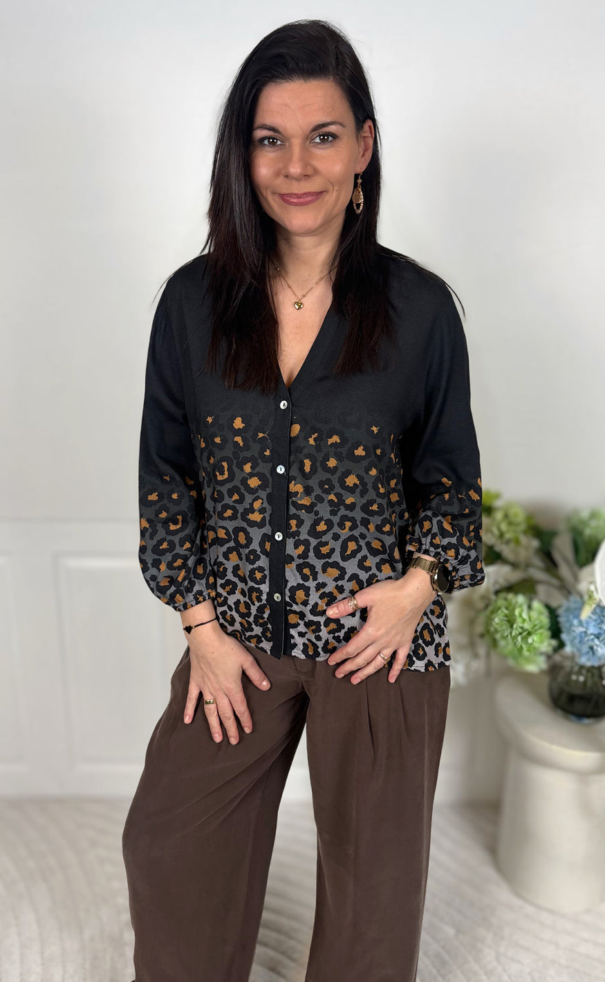 Say INA Copenhagen Skjorte - Joelle - Black W. Leopard