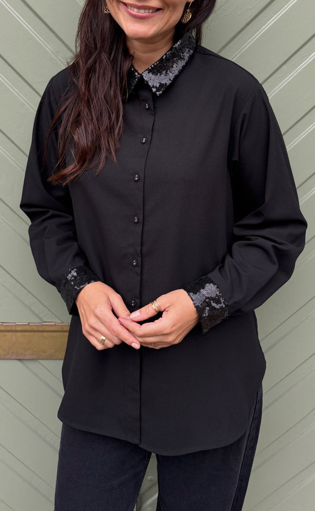 Say INA Copenhagen Skjorte - Katrina - Black W. Sequin