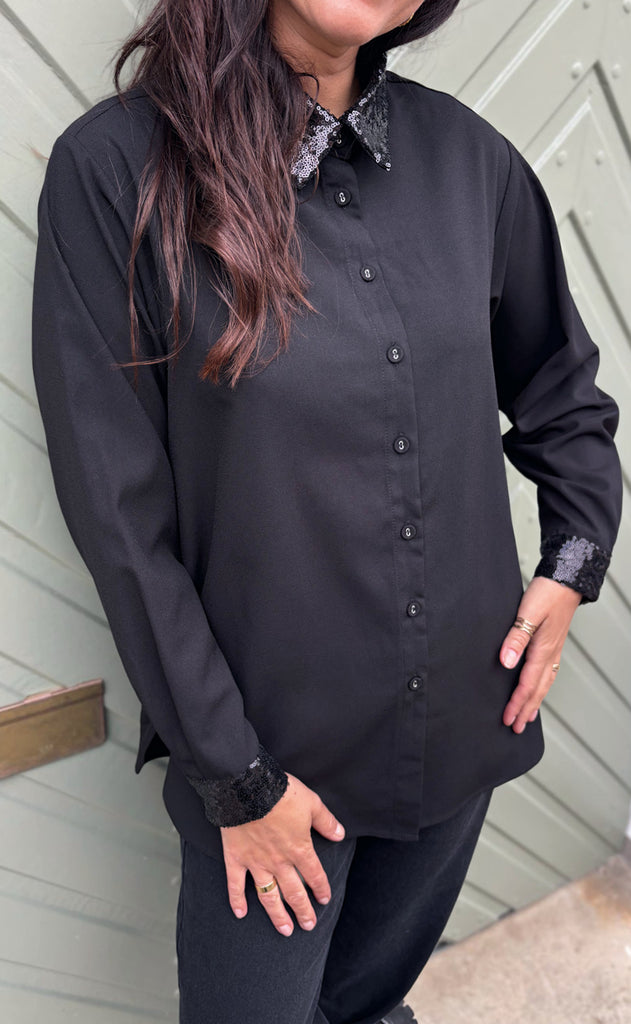 Say INA Copenhagen Skjorte - Katrina - Black W. Sequin