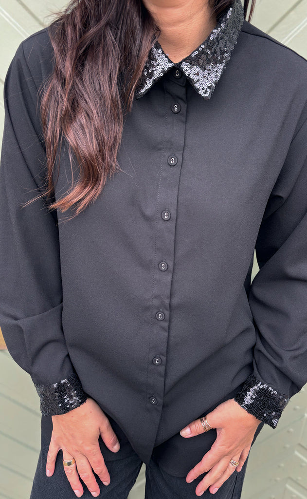 Say INA Copenhagen Skjorte - Katrina - Black W. Sequin